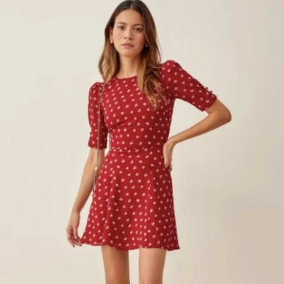 Reformation Dresses & Skirts - Reformation Bard in Nigella Red Tie Back Neck Mini Dress (842)
